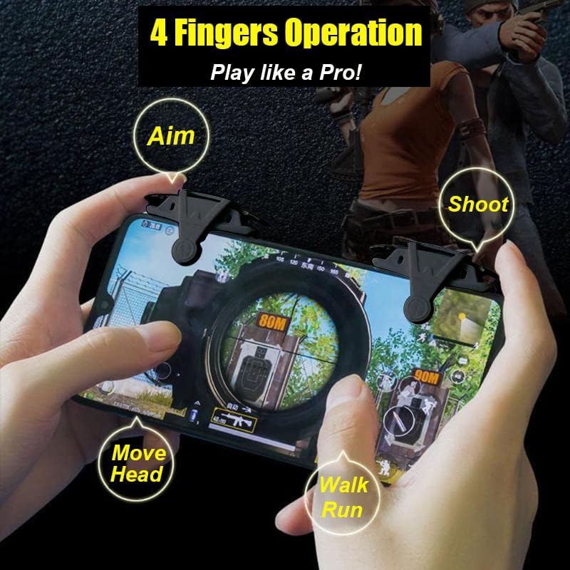 Mikirini 13 in 1 Cell Phone Game Controller for PUBG/Fortnite/Call of Duty Mobile, Mobile Phone L1R1 Triggers for iPhone and Android Phone w/ 9 pcs Mobile Game Finger Sleeve Gloves - Image 3